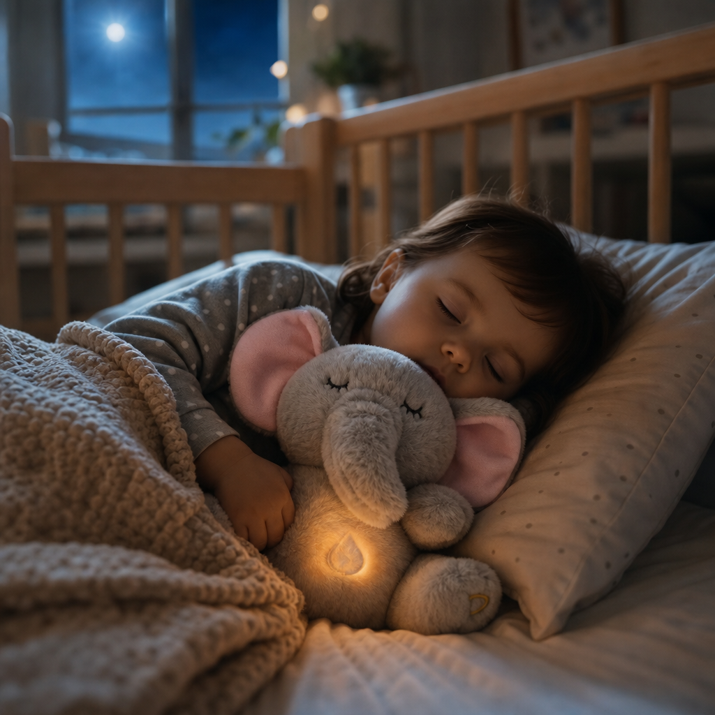 Peluche lumineuse respirante koralya, effet de lumière tamisée