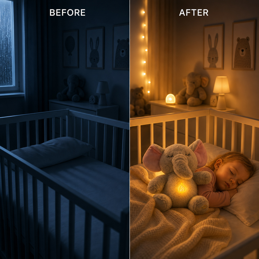 Peluche lumineuse respirante koralya utilisée comme veilleuse