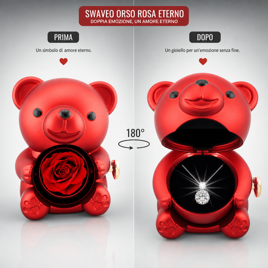 Orso rosa eterno koralya tenuto in braccio